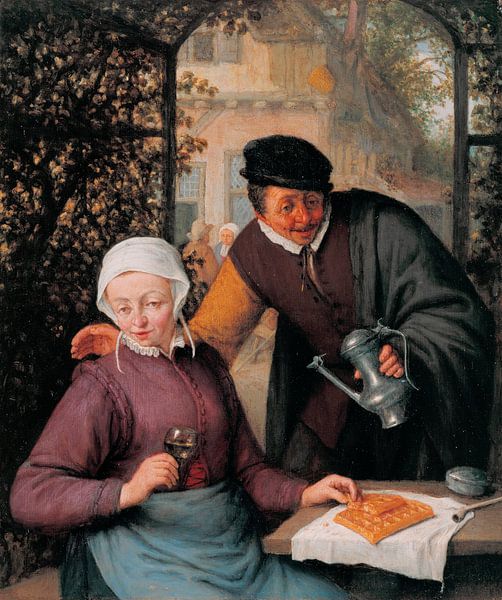 An elderly Couple in an Arbour, by Adriaen van Ostade by Masterful Masters