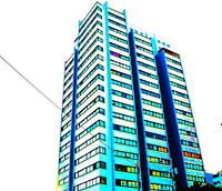 hoge flatgebouw in prachtige kleuren