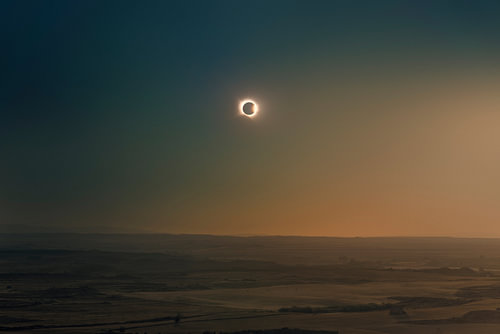Ende der Totalitätsphase der totalen Sonnenfinsternis, Alcaniz, Aragonien, Spanien
