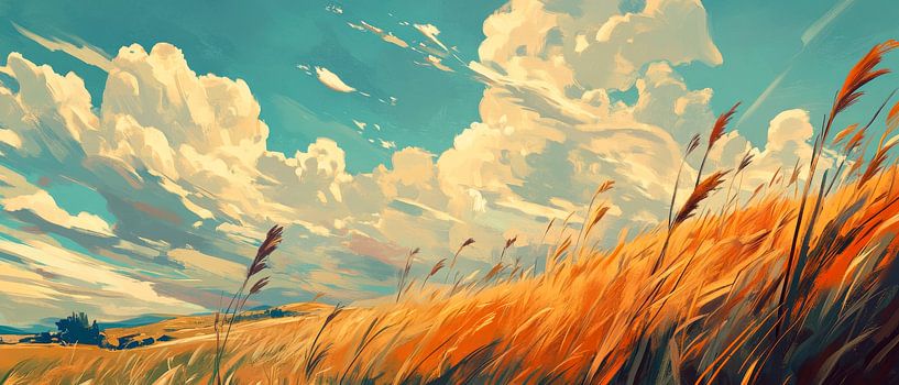 Wolken über Feldern von Poster Art Shop