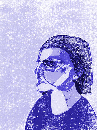 Portret in blauw paars