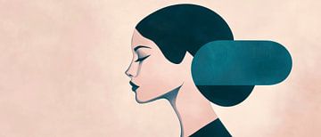 Profiel van een vrouw met geometrische flair van Poster Art Shop