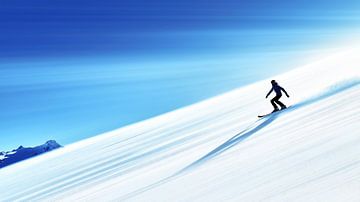 Skiërs op een verse piste van Frank Heinz