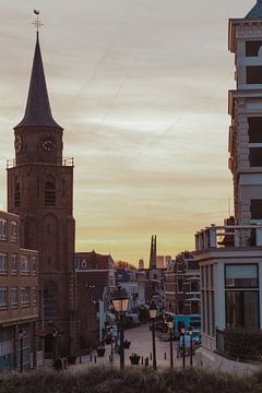 Keizerstraat Scheveningen with sunrise by Anne Zwagers