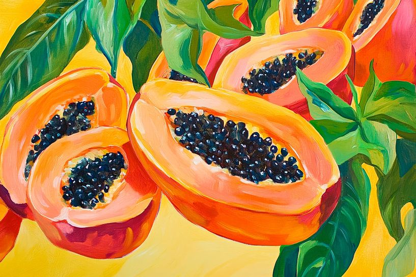 Reife Papayas leuchten im Sonnenlicht von Poster Art Shop