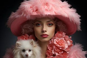 Lady with hat and dog