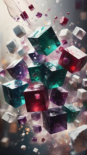 Cubes en verre coloré