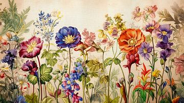 Fleurs sauvages botaniques dans un style victorien classique