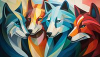Abstracte wolven kubisme panorama van TheXclusive Art thumbnail