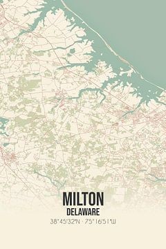 Vintage landkaart van Milton (Delaware), USA. van MijnStadsPoster