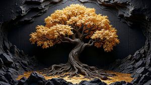 Fantasy Wall Art: SYLVARON - Tree of Fortune and Prosperity in the Black Cave