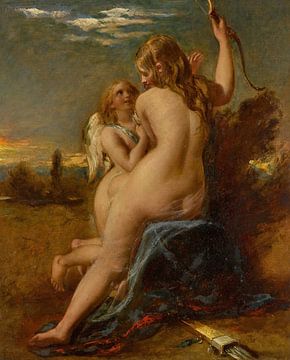 Venus bevrijdt Cupido van zijn boog, William Etty