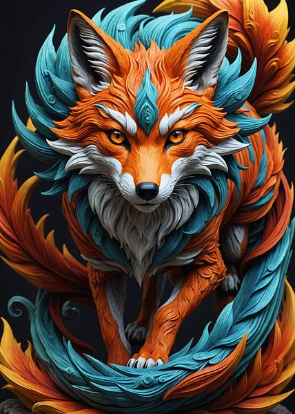 Colourful Kitsune Fox by Vabemo