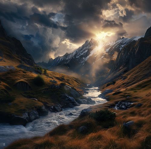 Play of light on the mountain ridge