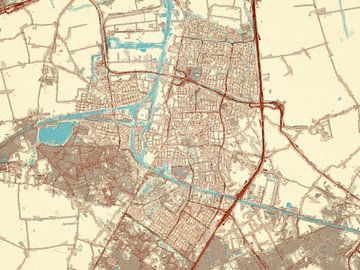 Kaart van Oosterhout in de stijl Blauw & Crème van Map Art Studio