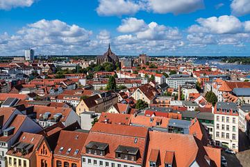 View to the hanseatic town Rostock, Germany van Rico Ködder