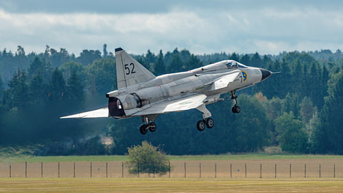 Saab Viggen van de Swedish Air Force Historic Flight.