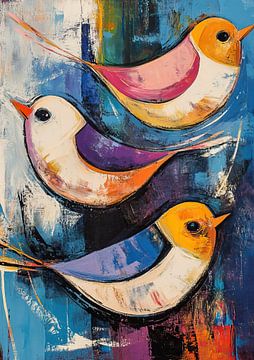 Drei bunte Vögel von ARTEO Gemälde