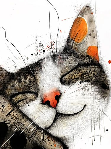 Zeichnung einer Katze – Tierkunst 12 #Katze von JBJart Justyna Jaszke