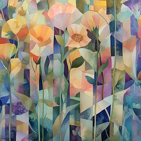 Poppies in abstract setting by Imagine