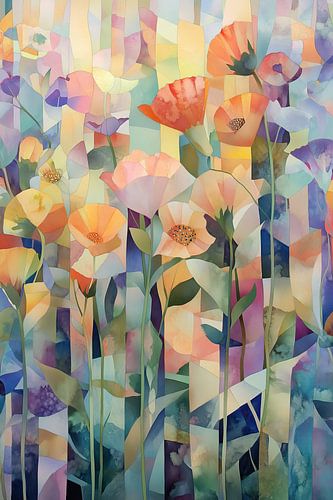 Klaprozen in abstracte setting van Imagine