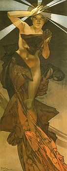 La lune et les étoiles : l'étoile du matin - Peinture Art nouveau Mucha Art nouveau