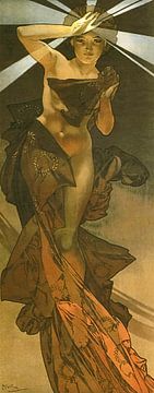 The Moon and the Stars: The Morning Star - Art Nouveau Painting Mucha Art Nouveau