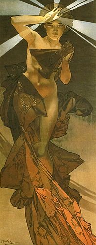 Der Mond und die Sterne: Der Morgenstern - Jugendstilgemälde Mucha Jugendstil