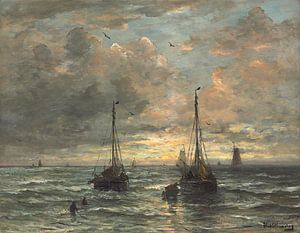 Terugkeer van de vissersvloot.,Hendrik William Mesdag