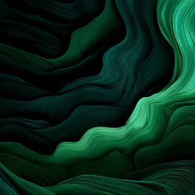 Abstrakter grüner Strom in organischen Linien Tiefer visueller Rhythmus von Eva Lee