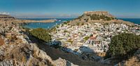 Dorf und seine Akropolis, Lindos, Rhodos, Griechenland von Rene van der Meer Miniaturansicht