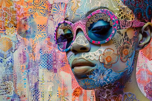 Portret, Mixed media, collage, popart