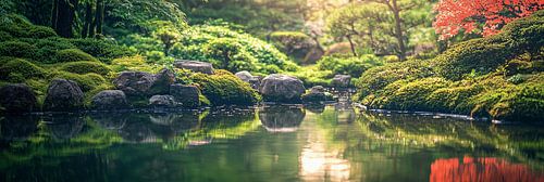 Zen tuin achtergrond banner. Aziatisch seizoensbeeld