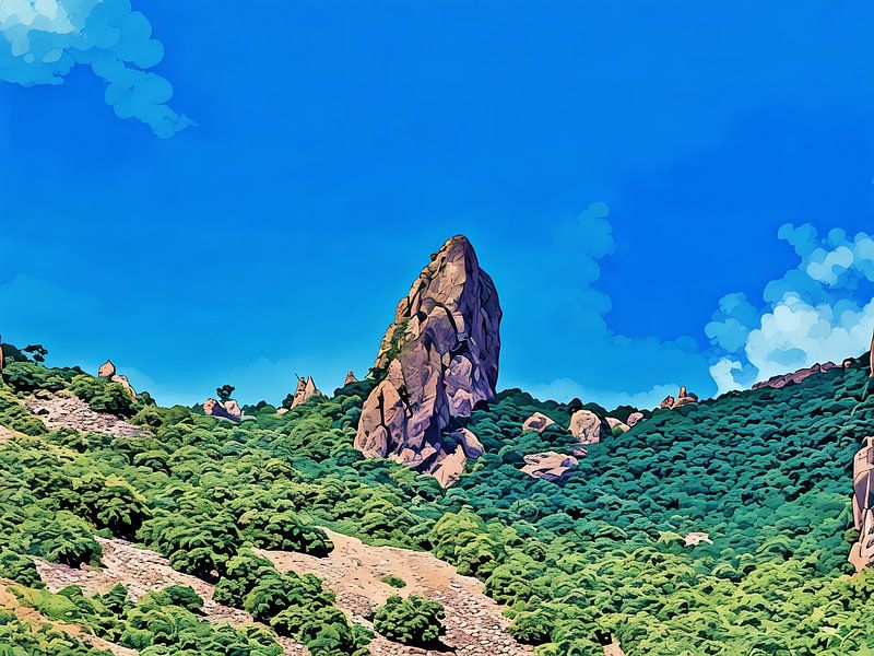 Majestueux pic rocheux sous un ciel bleu clair par Sergio Pazzano
