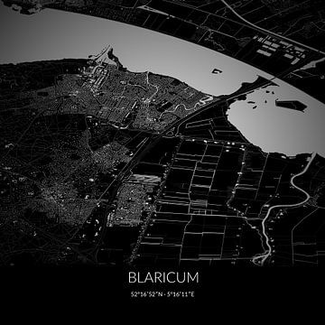 Zwart-witte landkaart van Blaricum, Noord-Holland. van Rezona