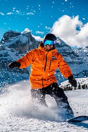 Sporty snowboarder in the snow by Poster Art Shop