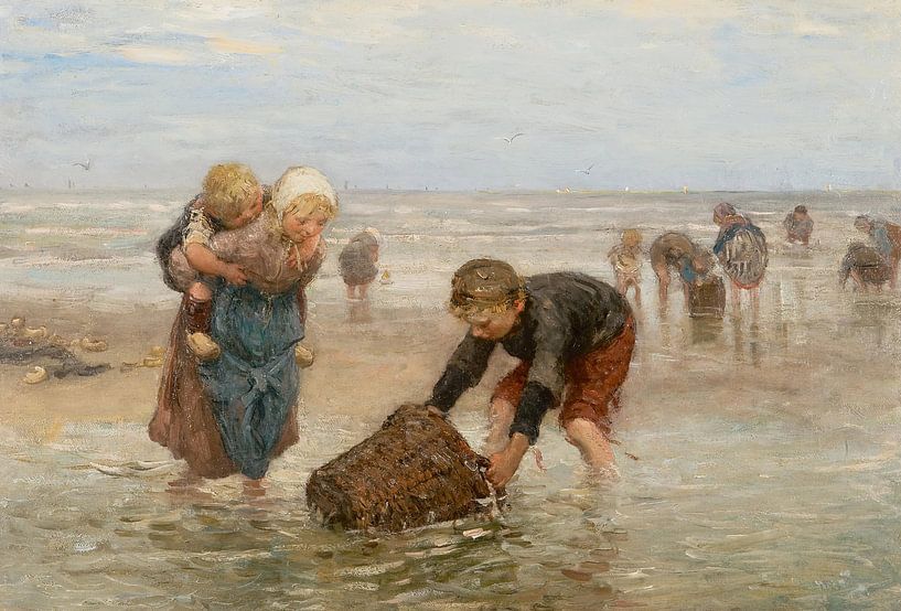 Enfants de pêcheurs attrapant des crevettes, Bernardus Johannes Blommers par Des maîtres magistraux