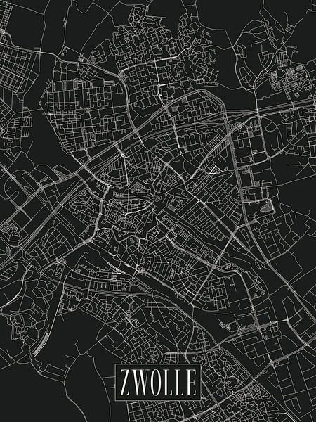 City map Zwolle - City - Light version - Overijssel Map by Locus Studio
