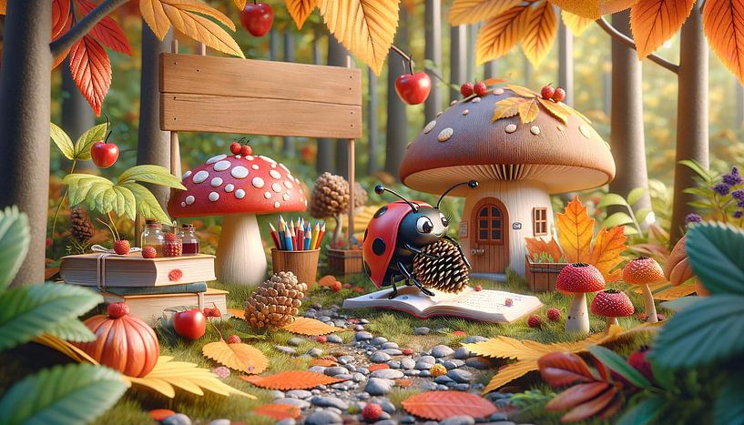 Conte de fées automnal au royaume des coccinelles par artefacti