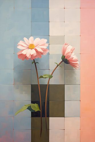 Nature morte Fleurs en pixels