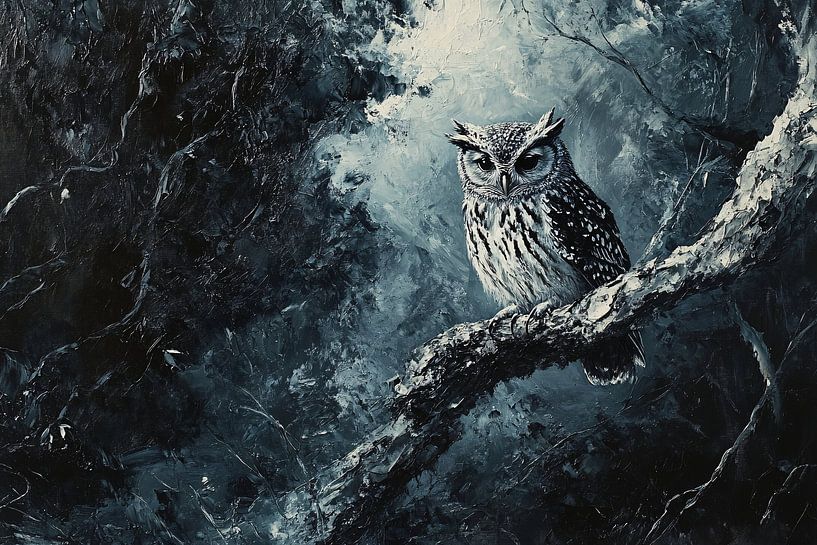 Hibou sur une branche dans la forêt par Imperial Art House