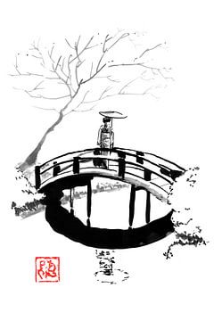 geisha op de brug van Péchane Sumie