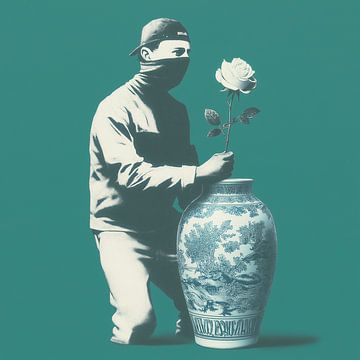 Stencil-style: Roses Over Riot van PixelMint.