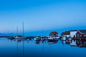 Blick auf den Hafen von Klintholm Havn in Dänemark