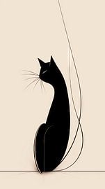 Cat Drawing Minimalist by Preet Lambon