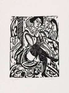 Frau Schuh zuknöpfend, ERNST LUDWIG KIRCHNER, 1912
