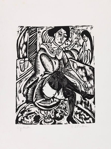 Woman buttoning her shoe, ERNST LUDWIG KIRCHNER, 1912 by Atelier Liesjes