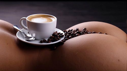 Coffee & Contours of naked buttocks