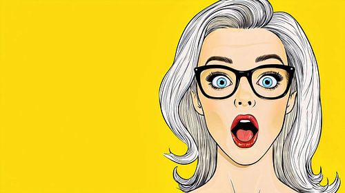 Pop-art vrouw met verbaasde uitdrukking