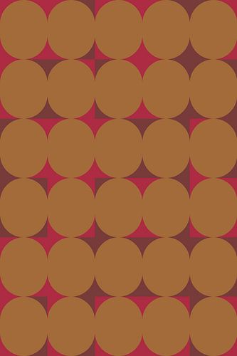 Retro 70er Kunst. Abstrakte geometrische Formen in Rosa, Braun und Ocker.